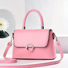 Faux Pearl Decor Crossbody Bag Top Handle Satchel Purse