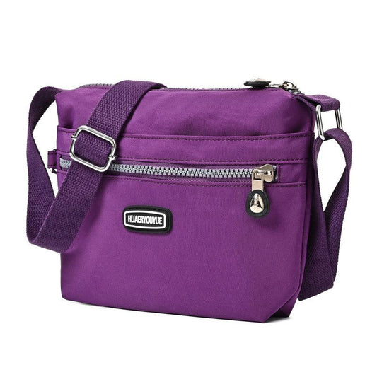 Waterproof Nylon Shoulder Bag Women's Zipper Purse Crossbody with Strap