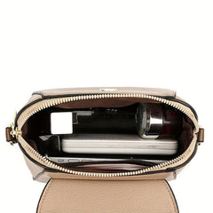 Mini Vegan Leather Crossbody Bag Flap Shoulder Bag Women's Contrast Purse