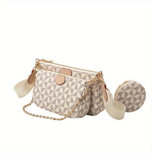 Geometric Pattern Crossbody Bag with Coin Purse for Women