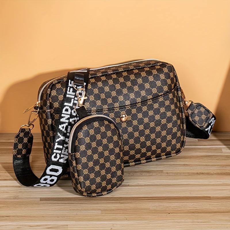 Argyle Quilted Shoulder Bag Women's Crossbody Bag With Mini Coin Purses