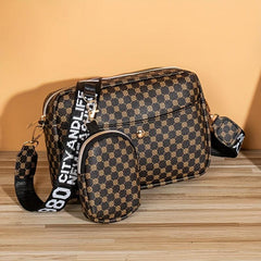 Argyle Quilted Shoulder Bag Women's Crossbody Bag With Mini Coin Purses
