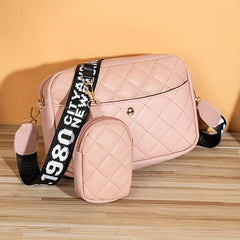 Argyle Quilted Shoulder Bag Women's Crossbody Bag With Mini Coin Purses