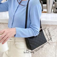 Argyle Quilted Underarm Bag Women's PU Leather Square Purse