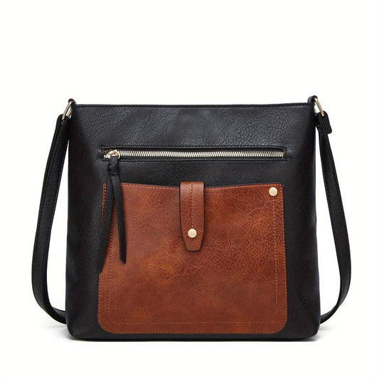 Vintage Colorblock Square Shoulder Bag Classic All Match Crossbody Bag