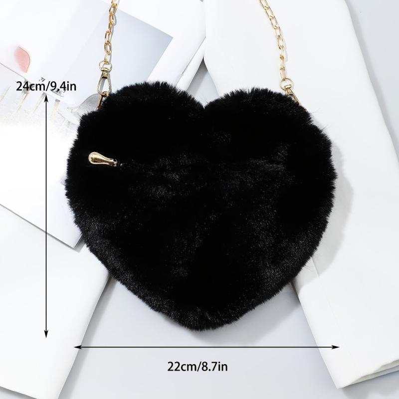 Heart Shaped Plush Bag Chain Crossbody Small Love Purse