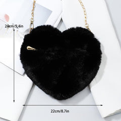 Heart Shaped Plush Bag Chain Crossbody Small Love Purse