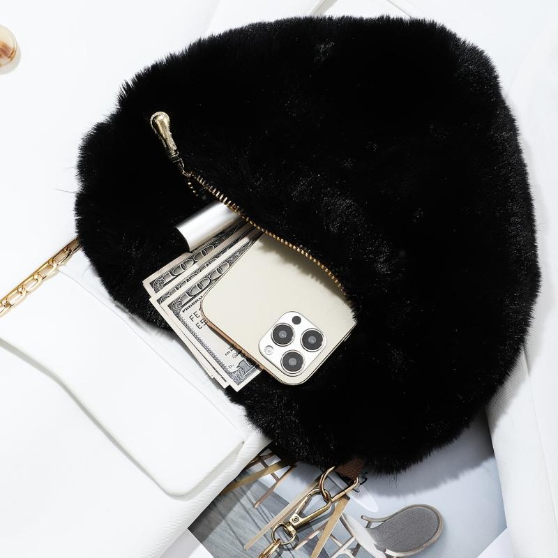 Heart Shaped Plush Bag Chain Crossbody Small Love Purse