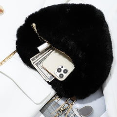 Heart Shaped Plush Bag Chain Crossbody Small Love Purse