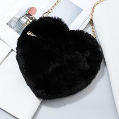 Heart Shaped Plush Bag Chain Crossbody Small Love Purse