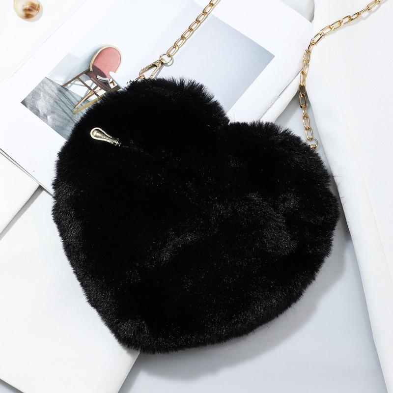 Heart Shaped Plush Bag Chain Crossbody Small Love Purse