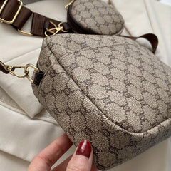 Vintage Geometric Crossbody Bag Retro PU Shoulder Bag