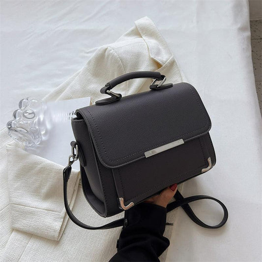 Metal Decor Crossbody Bag Faux Leather Purse 9x7x3 Inch