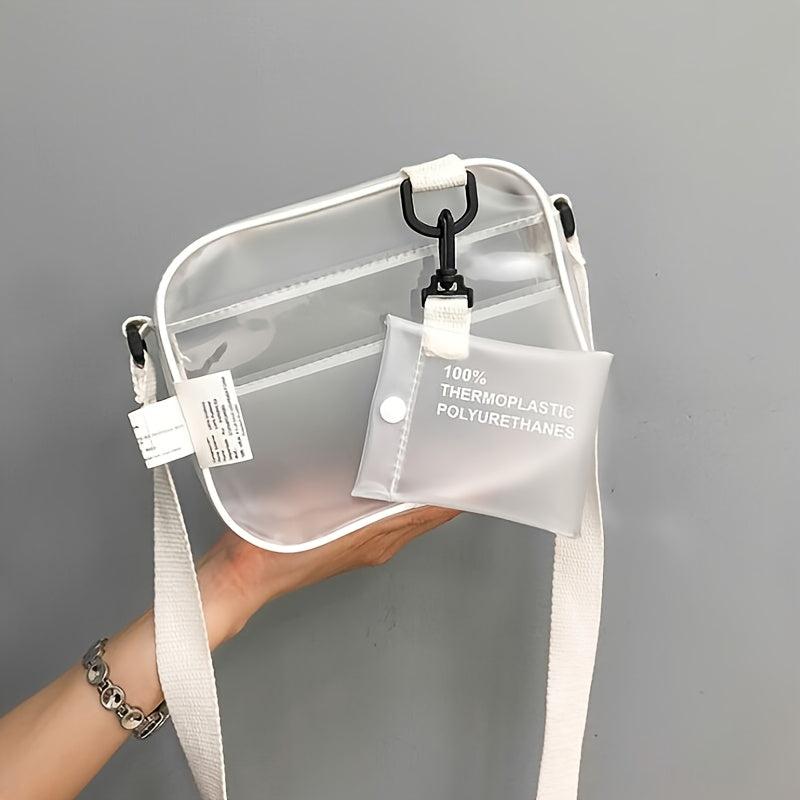 Women's Transparent Crossbody Bag Large Capacity Clear Small Square Bag Set