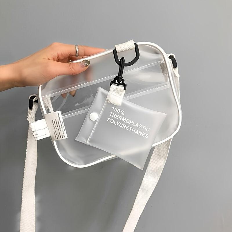 Women's Transparent Crossbody Bag Large Capacity Clear Small Square Bag Set