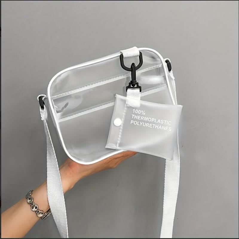 Women's Transparent Crossbody Bag Large Capacity Clear Small Square Bag Set