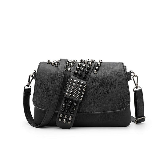 Gothic Studded Crossbody Bag Skull Pattern Shoulder Bag Chain Purse