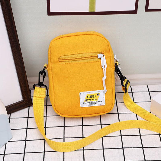 Mini Letter Patch Crossbody Bag Canvas Cell Phone Bag Handbag