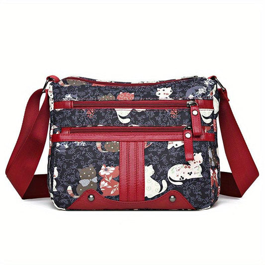 Vintage Pattern Shoulder Bag Classic Crossbody Bag With Zipper Pockets
