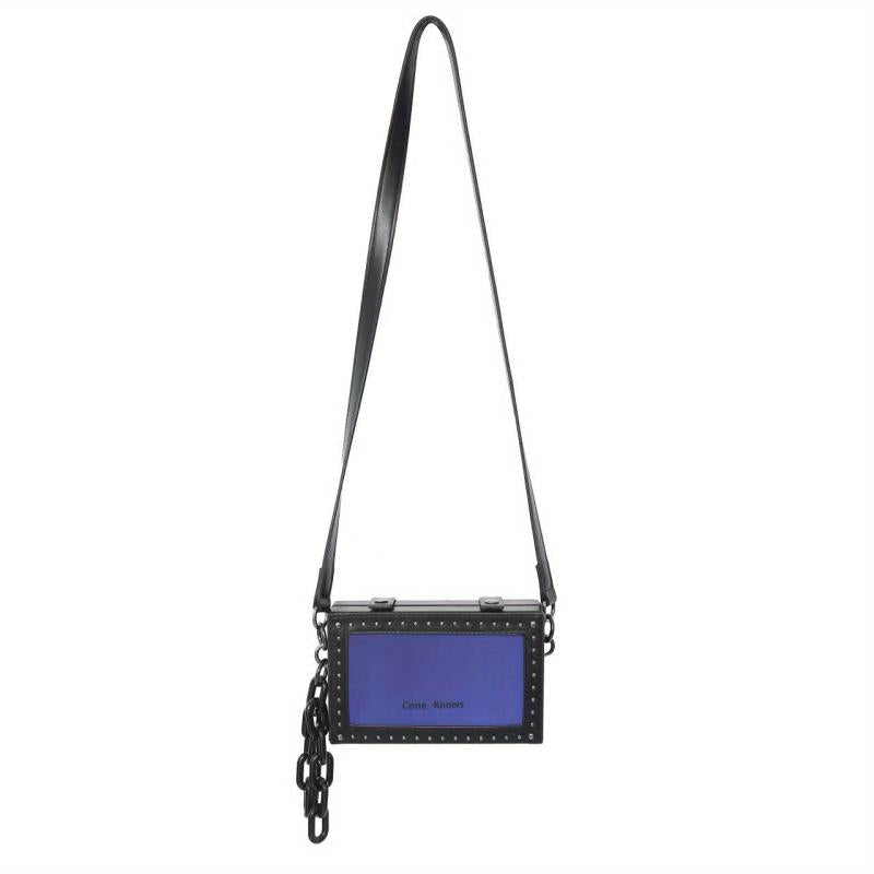 Shoulder Bag Luminous Crossbody Bag With Rivets Faux Leather Purse
