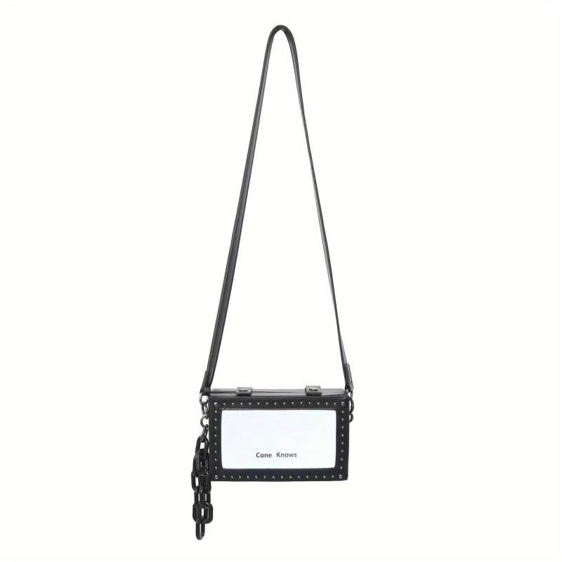 Shoulder Bag Luminous Crossbody Bag With Rivets Faux Leather Purse