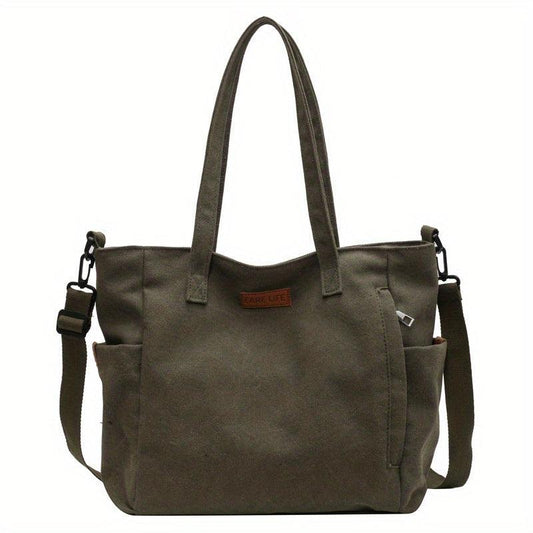 Vintage Canvas Tote Bag Large Capacity Crossbody Bag