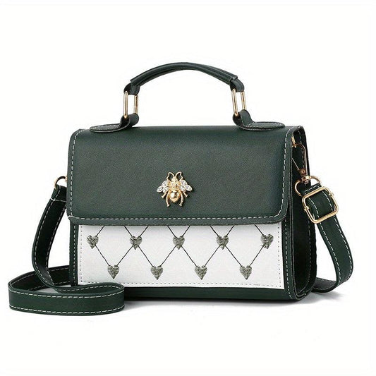 Heart Embroidery Crossbody Bag Small Flap Square Purse Handbag