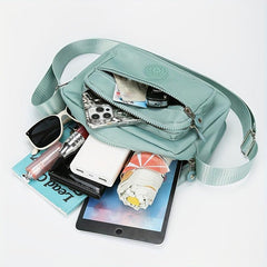 Casual Nylon Crossbody Bag Wide Strap Pocket Purse Waterproof