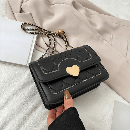 Heart Embroidery Chain Crossbody Bag Square Shoulder Bag
