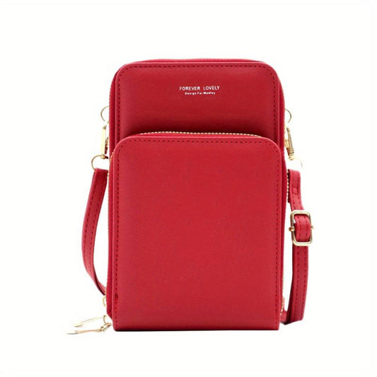 Minimalist Solid Shoulder Bag Zipper Crossbody Purse