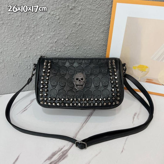 Skull Decor Crossbody Bag Retro Gothic Shoulder Bag