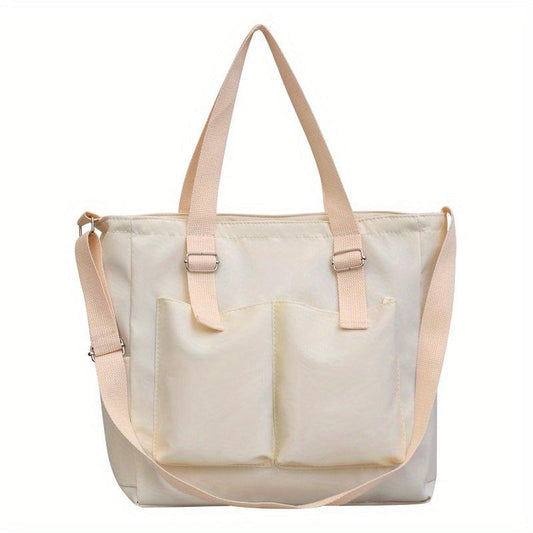 Vintage Crossbody Bag with Patch Pockets - Large Capacity Shoulder Purse