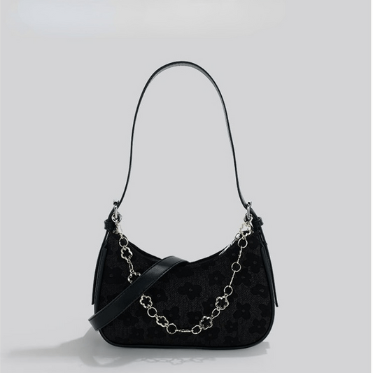 Floral Jacquard Shoulder Bag Chain Crossbody Bag