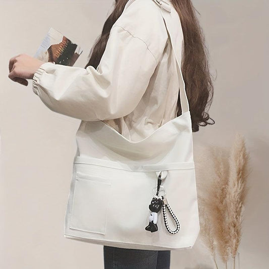 Canvas Tote Bag Crossbody Shoulder Bag for School & Travel