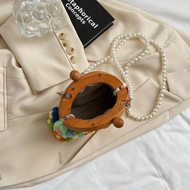 Boho Style Crochet Flower Handbag Crossbody Bag