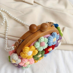 Boho Style Crochet Flower Handbag Crossbody Bag