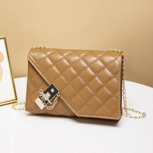 Quilted Chain Crossbody Bag Square Shoulder Bag Women's Faux Leather Flap Purse