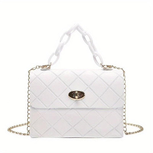 Argyle Embossed Mini Shoulder Bag Chain Decor Crossbody Bag