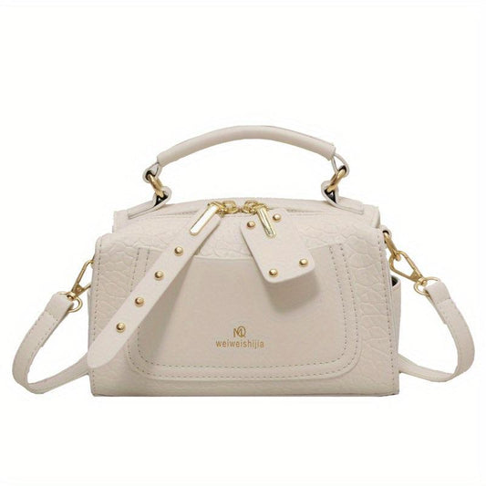 Pink Litchi Embossed Crossbody Bag - Stylish Shoulder Handbag