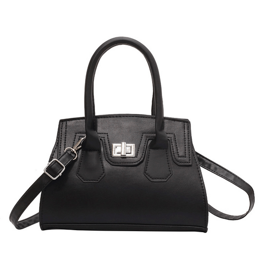 Niche Shoulder Bag Turn Lock Satchel Bag Solid Crossbody Bag