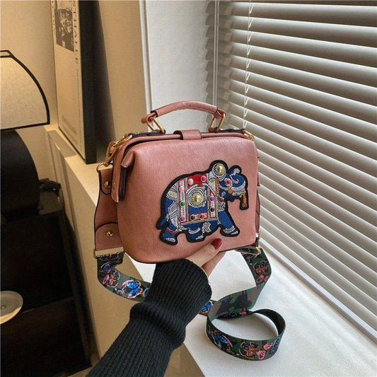 Vintage Elephant Pattern Shoulder Bag Women's Crossbody Bag