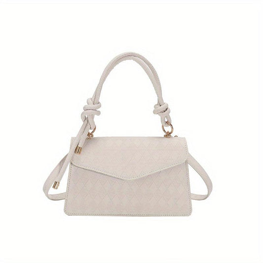Rhombus Embossed Square Bag Minimalist Solid Crossbody Bag