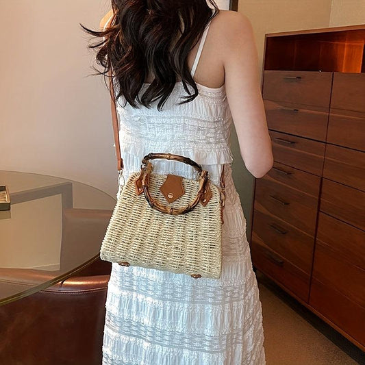 Boho Straw Crossbody Bag for Women