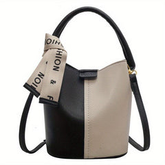 Pink Colorblock Bucket Bag Crossbody Handbag