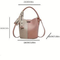 Pink Colorblock Bucket Bag Crossbody Handbag