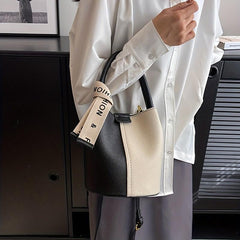 Pink Colorblock Bucket Bag Crossbody Handbag
