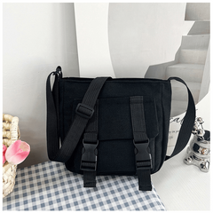 Solid Canvas Tote Bag Lightweight Shoulder Bag Casual Practical Commuter Bag