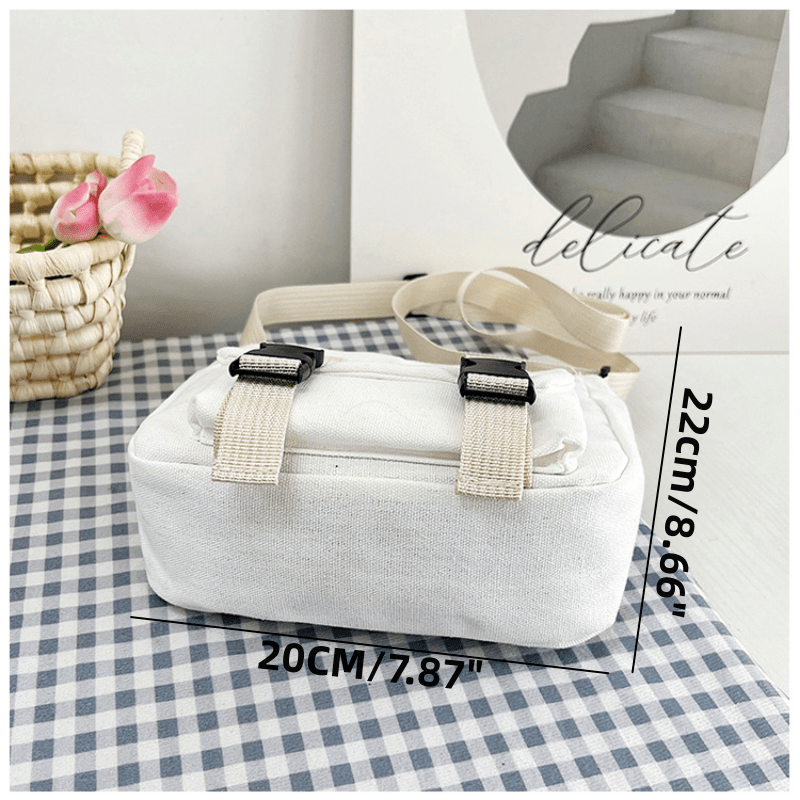 Solid Canvas Tote Bag Lightweight Shoulder Bag Casual Practical Commuter Bag