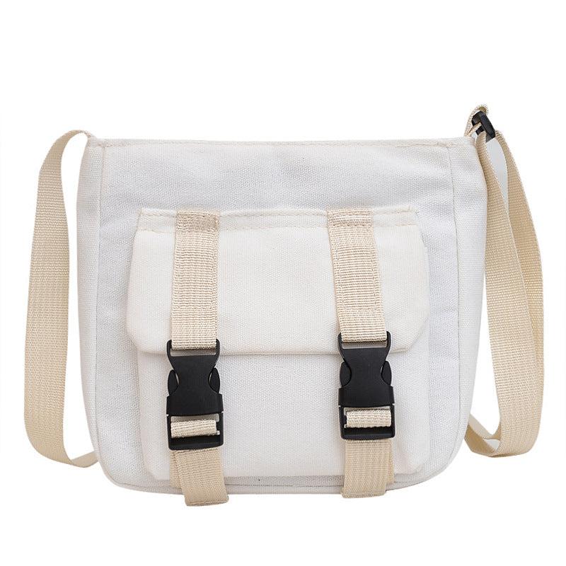 Solid Canvas Tote Bag Lightweight Shoulder Bag Casual Practical Commuter Bag