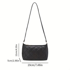 Quilted Zipper Crossbody Bag PU Leather Textured Bag Purse
